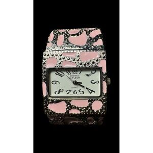 Geneva montres de fleur Pink And Silver Toned Watch